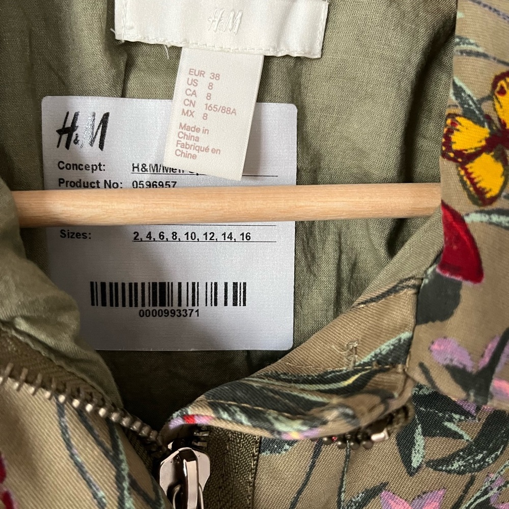 H&M Women’s Lined Utility Jacket with Floral Print Size 8 - Picture 14 of 14
